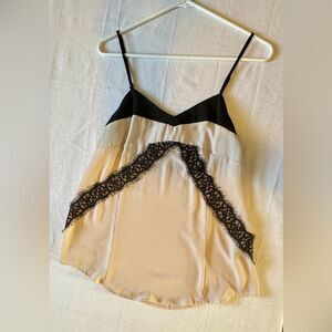 MASSIMO Women Sz M pink tank/camisole w Black Lace Trim Coquette Ultra Fem Y2K